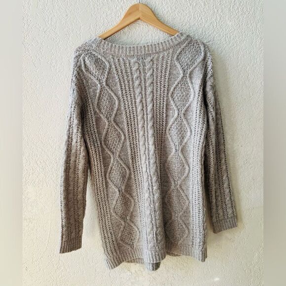 Atmosphere Tight Knit Cable Cardigan Sz 10 Tan Button Down Cottagecore - Picture 3 of 9